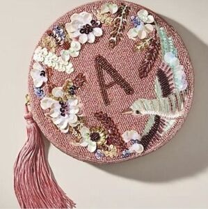 Nwt A HOLIDAY MONOGRAM EMBELLISHED POUCH
